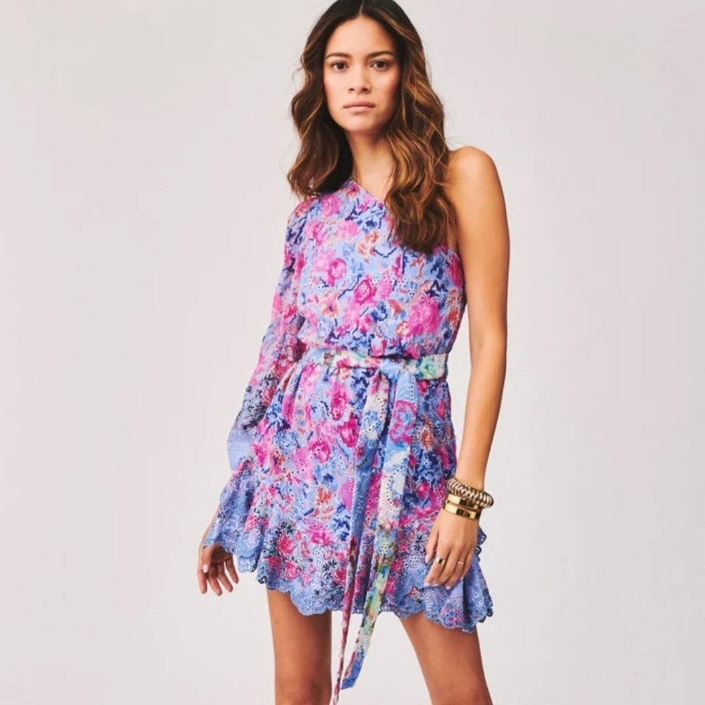 HEMANT & NANDITA Pink and Blue One Shoulder Sundress